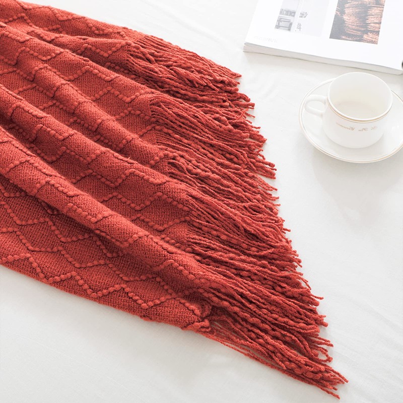 BOURINA Textured Solid Soft Sofa Throw Couch Cover Knitted Decorative