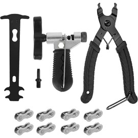 Vookkp 7pcs Bicycle Tool Chain Riveter Bicycle Chain Tester 4 Pairs Bicycle Chain Rivets and Chain Lock Pliers for 6-12 Speed Bicycle Chain Tool