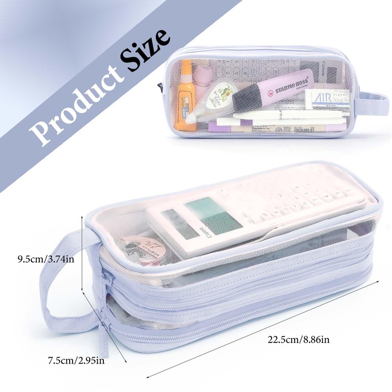 MAMUNU Transparent Pencil Case for Women, blue, Cosmetic bag