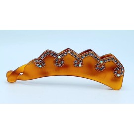 HAIR ACCESSORIES BROWN PLASTIC BANANA HAIR CLAW CLIP 4.5 IN LONG CRYSTAL #7