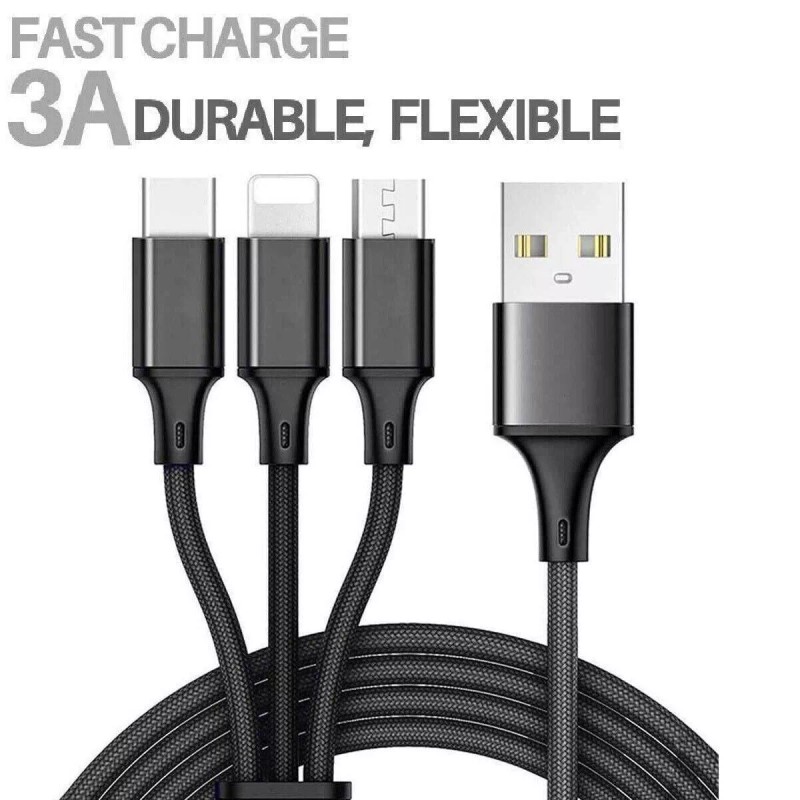 Unbranded NEW Fast USB Charging Cable Universal 3 in 1