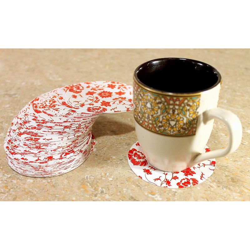 eSplanade Disposable Printed Paper Coasters (Set of 100) - Reversible