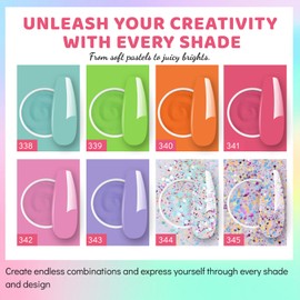 Aokitec 8 Bright Colours Nail Dip Powder Starter Kit, Pink Orange Glitter Dip Acrylic Powder with Dip Base Top Activator Brush Saver for Nail Art Beginner, No Nail Lamp Needed, Gift for Women Girls