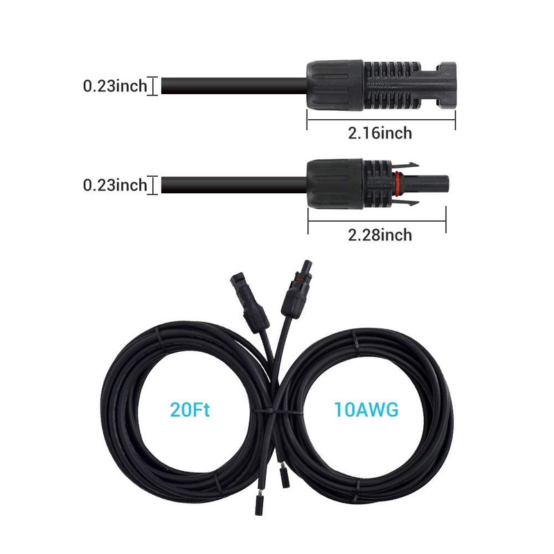 Renogy 20FT 10AWG Solar Adaptor Wire Extension Cables with Female