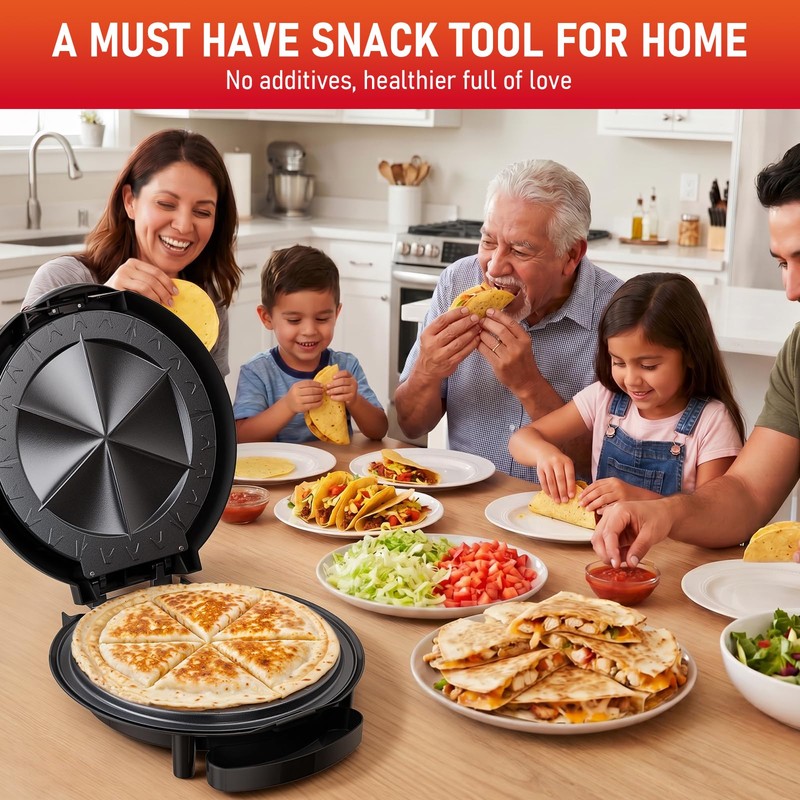 Electric Quesadilla Maker, 11' Quesadilla Press with Extra Stuffing Latch,