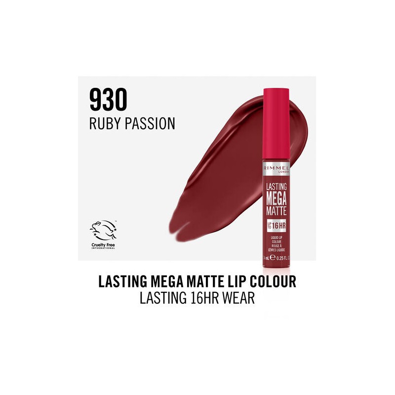 Rimmel Lasting Mega Matte Liquid Lipstick 930 Ruby Passion