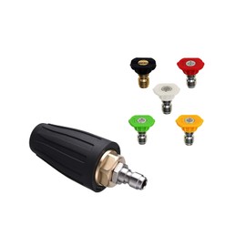 Turbo Nozzle Pressure Washer Tips 4000PSI 360°Rotating Power Washer Nozzles Tips Pressure Washer Accessories Power 1/4" Quick Connect with 5 Spray Nozzle Pressure Washer Attachment 4.0 Orifice 3.0 GPM