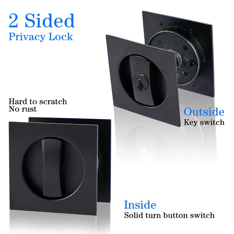 Dontay 2 Pack Pocket Door Lock with Key, Contemporary Entrance