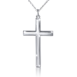 Flyow 925 Sterling Silber klassische Simpel Kreuz Kette Anhänger Schmuck Halskette für Herren, Silber Kette 61 cm Geschenk (Silber Kreuz)