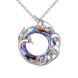 CRMAD Phoenix Crystal Necklace for Women Sterling Silver Crystal Necklace Animal Jewelry Gift for Women (Phoenix)