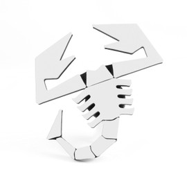 Zubehör Skorpion Logo für Abarth 500/595/695, Abzeichen für Heckdiffusor, Emblem für FIAT Kühlergrill, hochwertiges und langlebiges Abzeichen (Weiß)