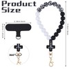 BEEFLYING Silicone Beaded Phone Wrist Strap with Cross, Cellphone Lanyard