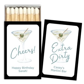 Best Day Ever Spot Custom Match Boxes, A Tini Bit Older, Custom Party Favor, Bachelorette Favors, Martini Birthday Party Favors (Set of 50 Matchboxes) (Black Box)