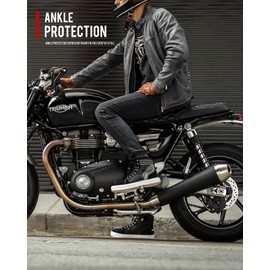 IRON JIA'S Motorcycle Shoes for Men, Anti-Slip Breathable Street Casual Motorcycle Riding Boots with Side Zipper, Ankle Support, Shift Pads 8