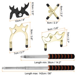 PATIKIL Retractable Billiards Cue Stick Bridge, EVA Pool Cue Accessory with Removable Metal Low/High/Cross Bridge Head for Pool Table Competition, Gold/Black