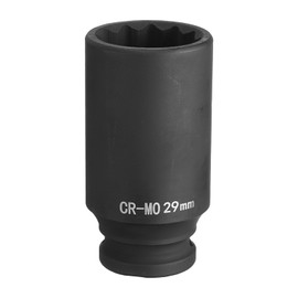 HARFINGTON 12-Point Deep Impact Socket 1/2 Inch Drive 29mm Metric Chrome Molybdenum Alloy Steel Spindle Axle Nut Impact Socket