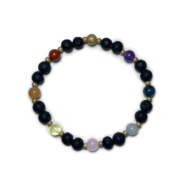 Majas Perlen Chakraarmband 7 Chakren - Amethyst Dumortierit Aquamarin Rosenquarz