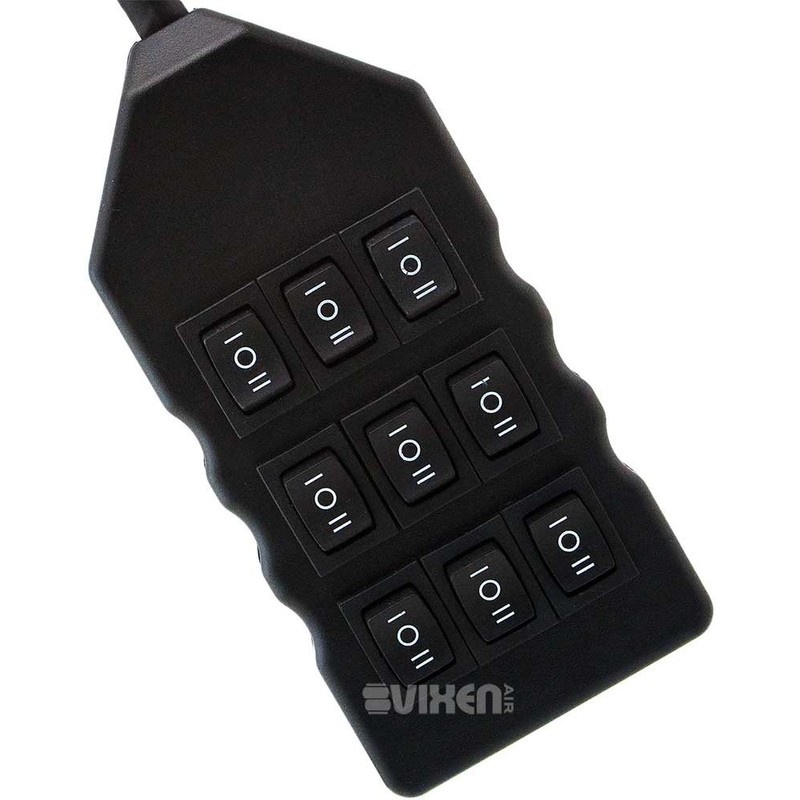 Vixen Air 9-Switch Momentary Rocker Type Suspension/Air Ride Controller w/6FT