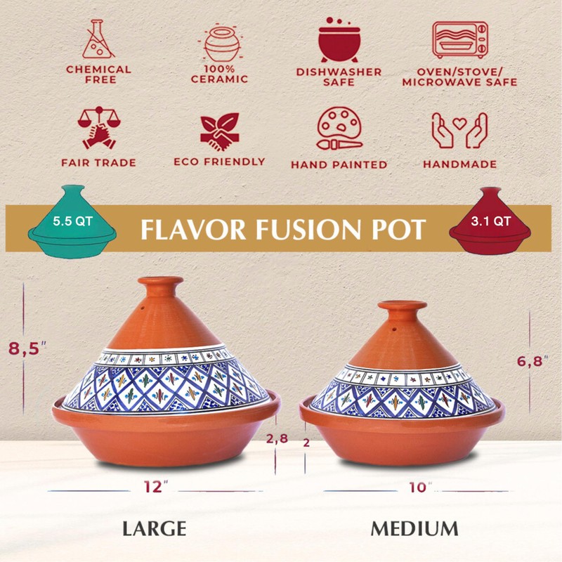 Kamsah Tagine Pot for Cooking and Flavor Enrichment - Medium