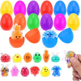 12 Pack Prefilled Easter Eggs with Squeeze Toys Inside, Easter Basket Stuffers Easter Egg Fillers, Classroom Gift Exchange and Party Favors