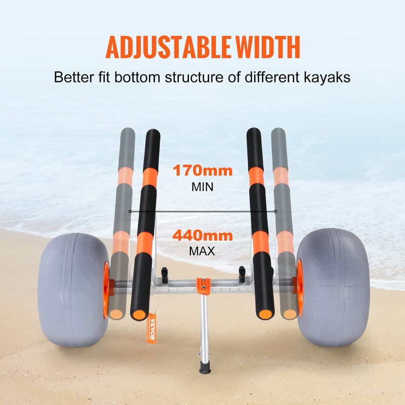 VEVOR Heavy Duty Kayak Cart, 350lbs Load Capacity, Foldable Canoe