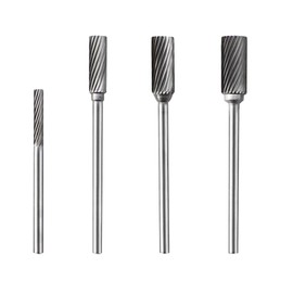 Luo ke 4 Pcs Aluminum Cutting Burr - 3/32 Inch Mandrel Tungsten Carbide Burr File Set For Rotary Tool Include Dremel(A Type Single Slot)