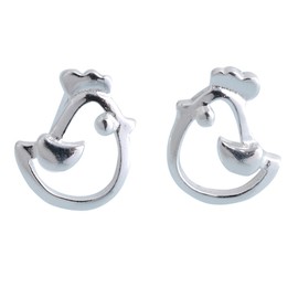 Helen de Lete Lovely Rooster Chicken Sterling Silver Stud Earrings for Women