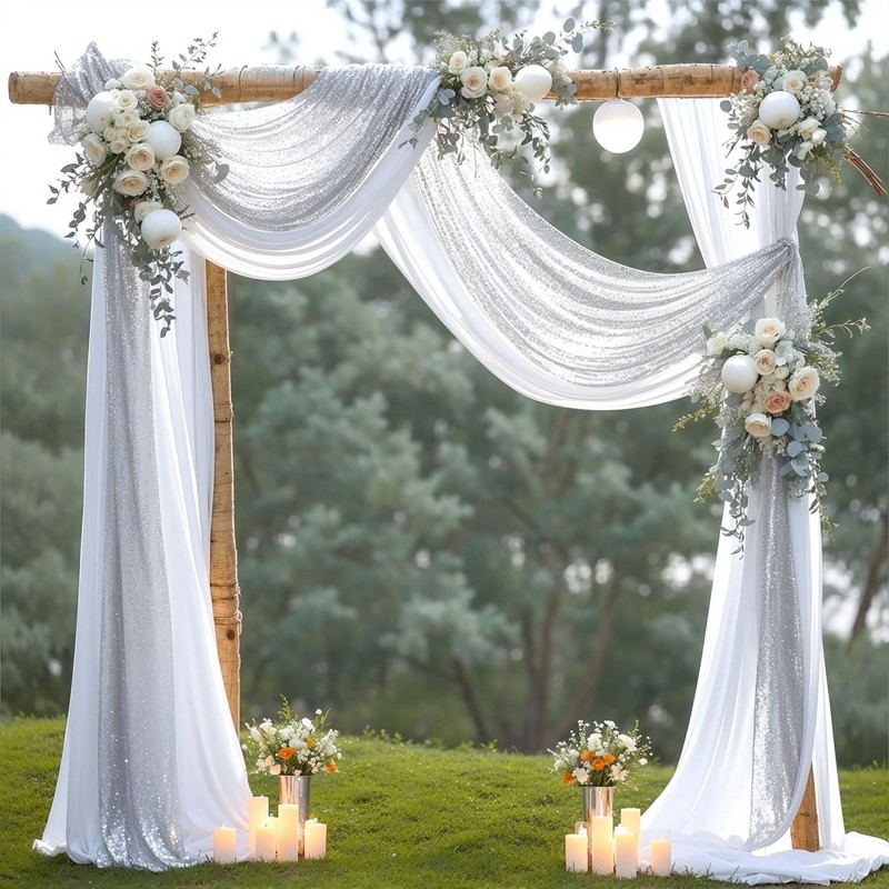 Wedding Arch Draping Fabric, 1 Panel 28" x19ft White Wedding