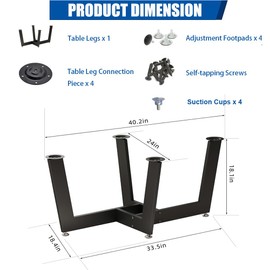 KaKaBB Metal Coffee Table Legs, 18 Inch Coffee Table Base, Furniture Legs for Marble, Glass,Wood Top, Heavy Duty Modern Desks Bench Legs