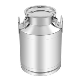 50L/13.3 Gallon Stainless Steel Milk Can - Heavy Duty Milk Jug Bucket with Ergonomic Handle and Tight Lid, SS Liquid Solid Container, Non-Slip Base, Seamless Design, Simply Rinse for Clean