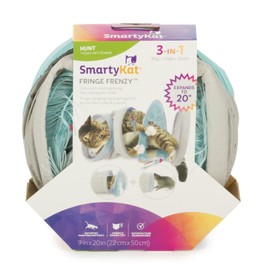 SmartyKat Fringe Frenzy Crinkle Activity Tunnel Cat Toy, Expands to 20" - Randomly Selected Color, One Size