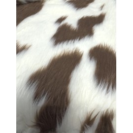 Animal Fun Faux Fur Fabric Material - BROWN COW