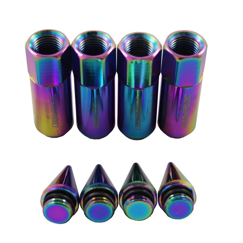 JDMSPEED New Neo Chrome 20PCS M12X1.5 Cap Spiked Extended Tuner