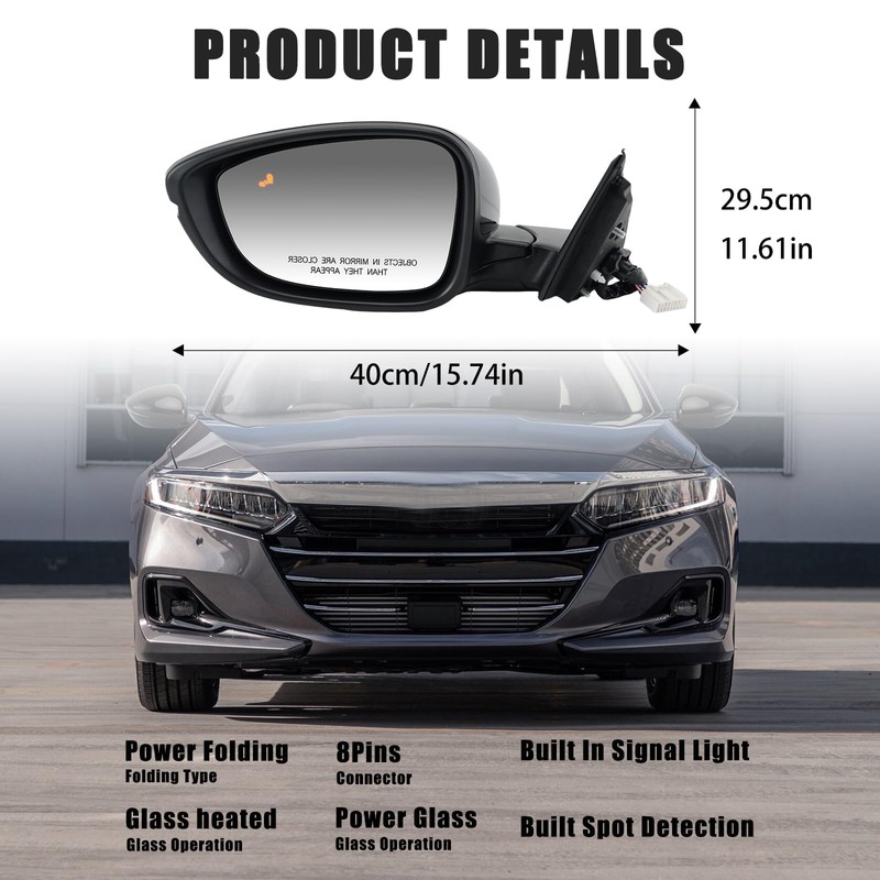 Left Driver Side Mirror Compatible With Honda Accord 2018-2022 with