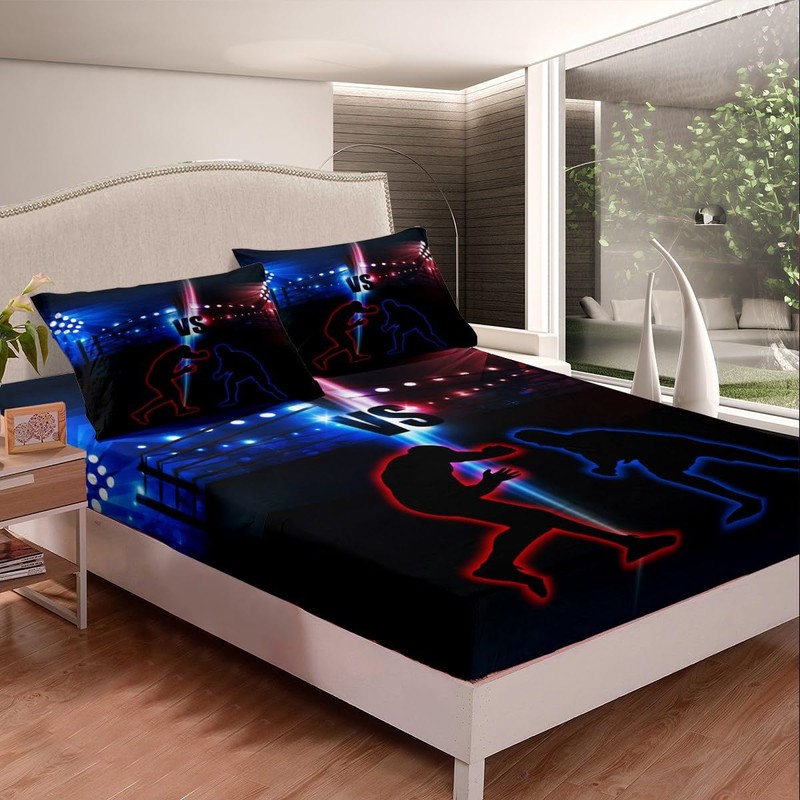 Manfei Wrestler Wrestling Fitted Sheet Twin Size, Young Men Sports