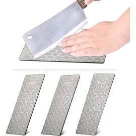 3PCS Diamond Knife Sharpener Plate 400/600/1000 Grit Honing Bench Stone Kit Setmaterial: Diamond, grit: 400, 600, 1000, size: 6 x 2.5 x 0.04 inch