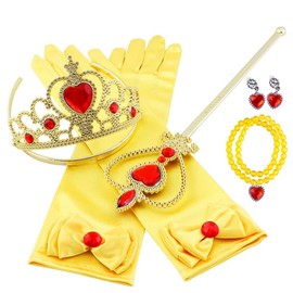 Vicloon Elsa Set, Ice Princess Set, Princess Dress Up Accessories with 2x Gloves + 1x Magic Wand + 1x Elsa Crown + 1x Necklace 2-9 Years