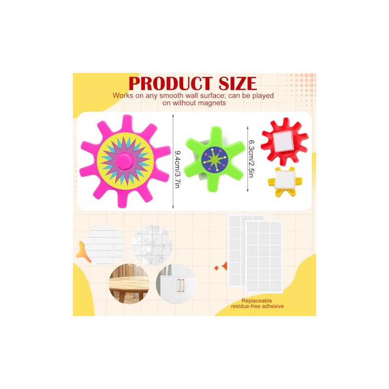 Relaxweex 36 Pcs Spinning Gears with Removable Adhesive Dots Colorful