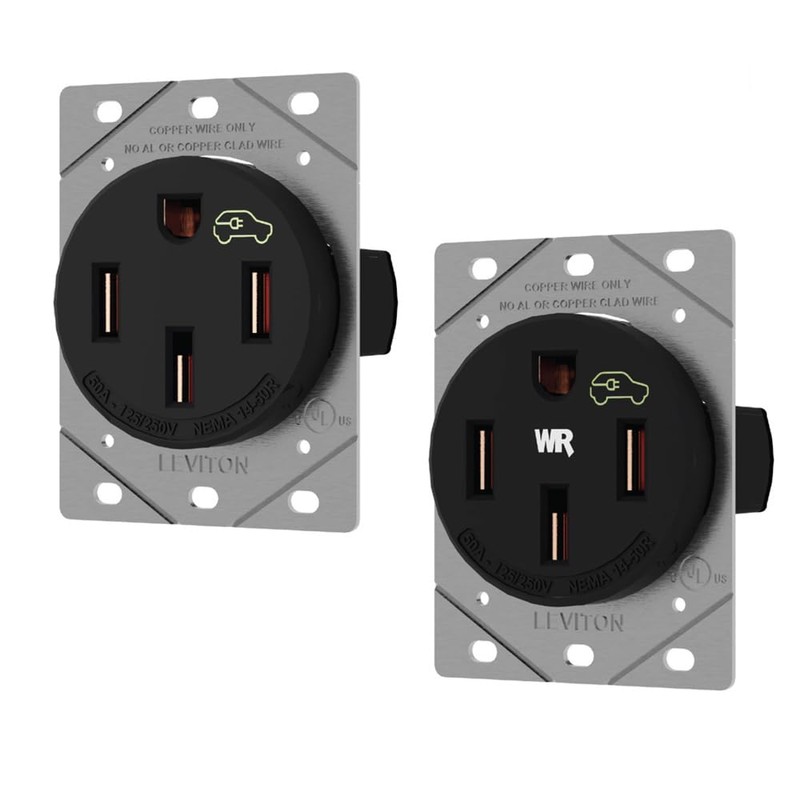 Leviton 50 Amp EV Charging Receptacle/Outlet, Heavy Duty, Weather Resistant,