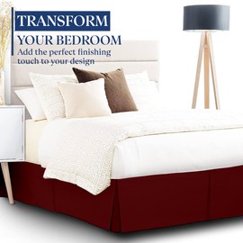 Luxury Pleated Queen Bed Skirt - 16 Inch Tailored Drop Easy Fit - Pleated Dust Ruffle - 100% Microfiber Hotel Quality, Shrinkage and Fade Resistant Bedskirts (Burgundy, Queen- 16" Drop)
