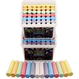 BEROXII Large Sidewalk Chalk Set for Kids Outside, Extra Jumbo Chalk 98 Pieces in 7 Colors, Giant sidewalk chalk Big Chalk for Toddlers Adults Art Play Chalkboard Playground Street and Birthday Party