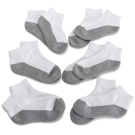 Jefferies - Calcetines atléticos para niños grandes, Blanco/Gris, X-Small