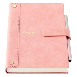 Academic Diary 2026,Agenda 26 Diary A5 Page a Day,Hardcover Organiser Year Diary Jan-Dec 2026,Month Weekly Planner with Pen,Stickers,Inner Pocket (Pink 2026, A5)