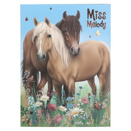 Depesche 12933 Miss Melody Writing Paper Set in Folder with Horse Motif and Flowers with Letter Sheets, Envelopes and Stickers, Multi-Coloured