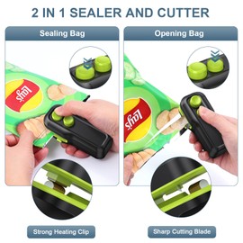 Ankilo 2 in 1 Mini Bag Sealer, Easy Seal Bag Sealer, Plastic Bag Sealer, Portable Heat Vacuum Sealer, Rechargable for Plastic Bags Chip Bags Food Storage Fresher for Longer, Black