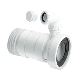 McAlpine WC-F26RV Straight Flexible WC Connector with Vent Boss-170 > 410mm, White