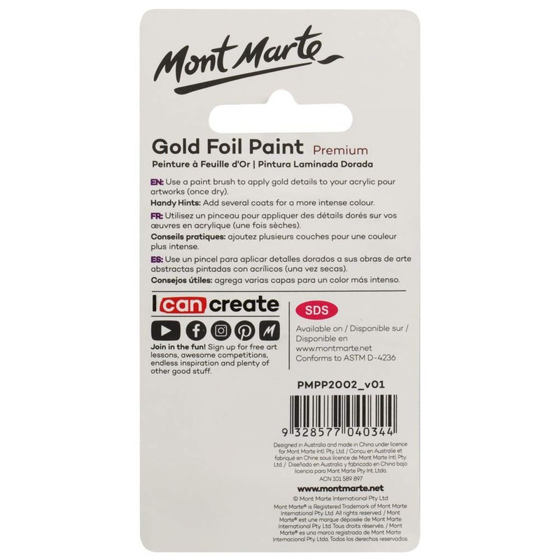 Mont Marte Premium Gold Foil Paint 0.67oz (20ml), Suitable for