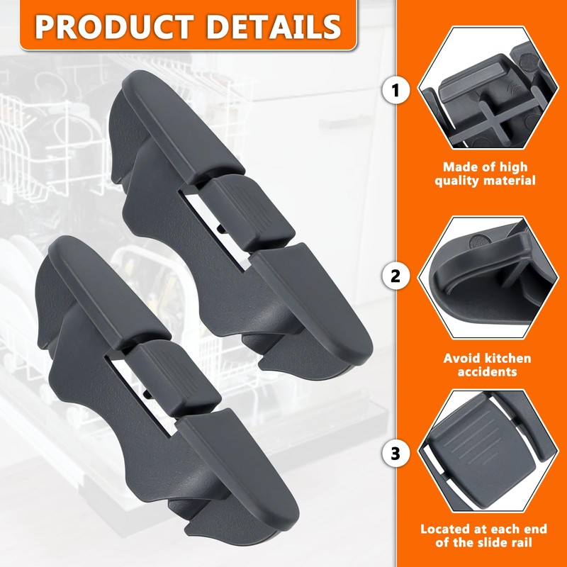 W10508950 Dishwasher Upper Dishrack Slide Rail Stop Clip By Cenipar