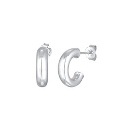 Elli Women's Creole Earrings Chunky in 925 Sterling Silver, Sterling silver, None