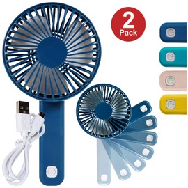 Bright Eyes - Micro USB RECHARGEABLE Mini Handheld Fan with Adjustable Handle (Yellow)